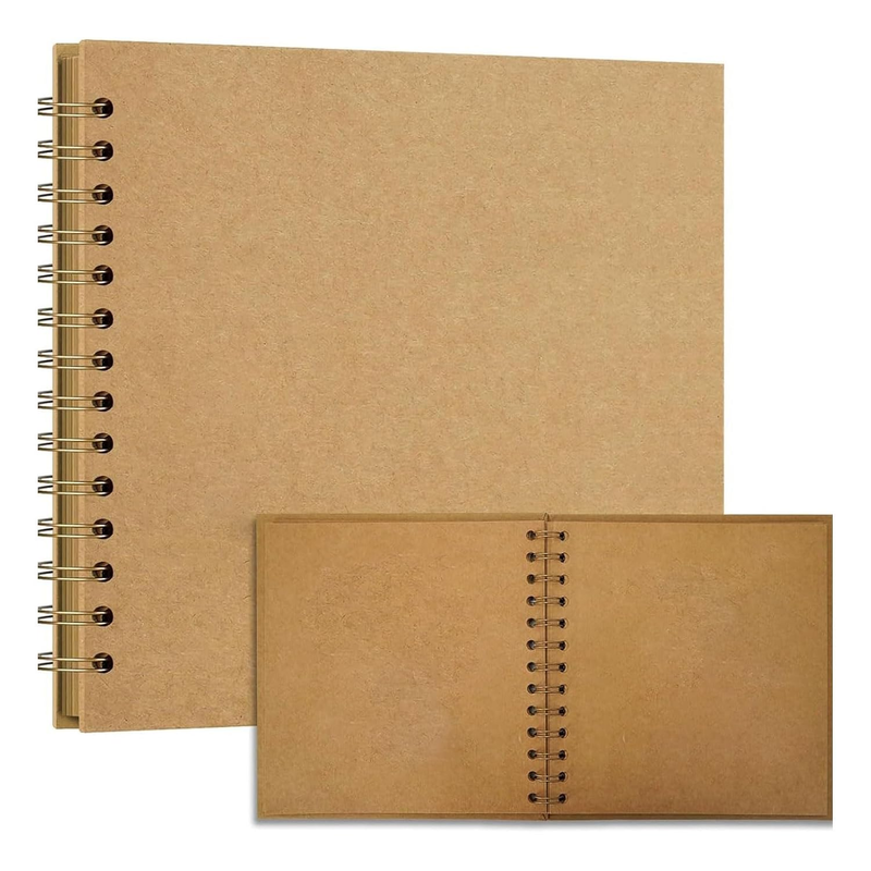 7X7 Spiral Bound Kraft Paper Scrapbook Album, 40-Page DIY Photo Album Scrapbook