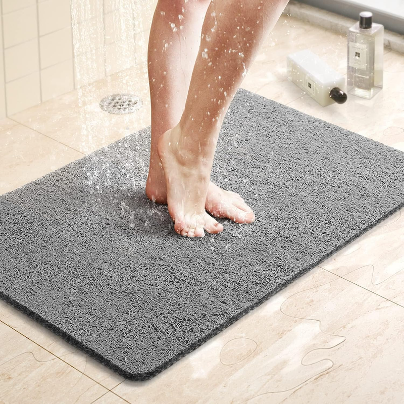 Non-Slip Shower Mat - Comfort Bath Tub Mats with Drain - PVC Loofah Bathroom Flo