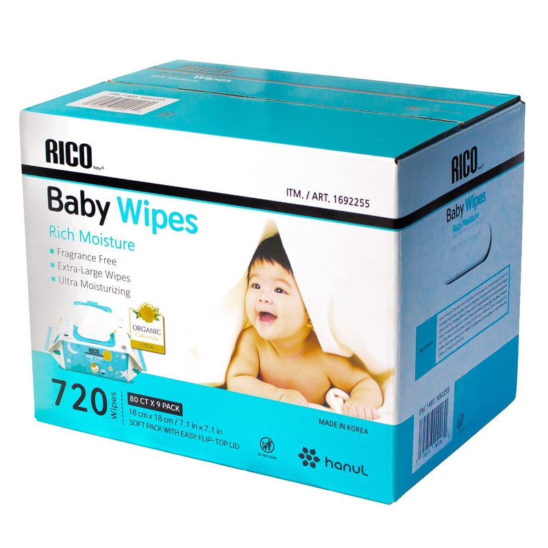 RICO Baby Wipes, Soft Pack With Easy Flip-Top Lid, Ultra Moisturizing, 720-Count