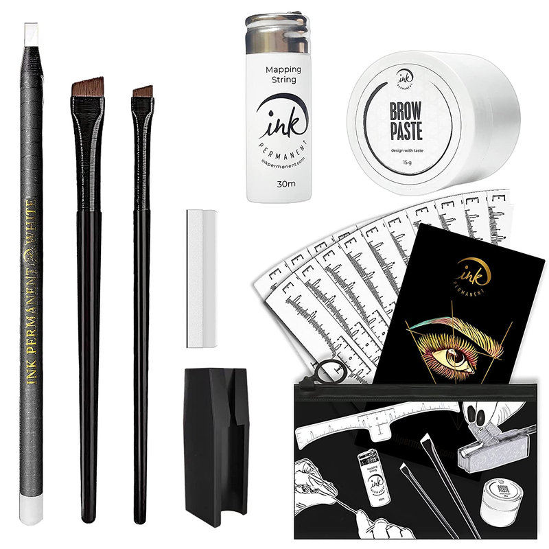 Eyebrow Mapping Kit with 30M White Mapping String, 15G White Brow Paste + 2 E...