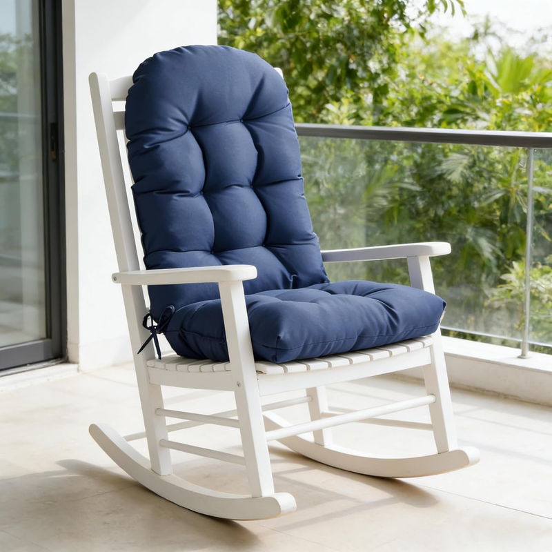 Adirondack Chair Cushion, High Back Patio Cushions with Adjustable Ties, 48.8X20.4X4.3, Waterproof Tufted Pillow, Fade Resistant Seat Rocking Chair Cushion for Indoor/Outdoor, Royal Blue, 1