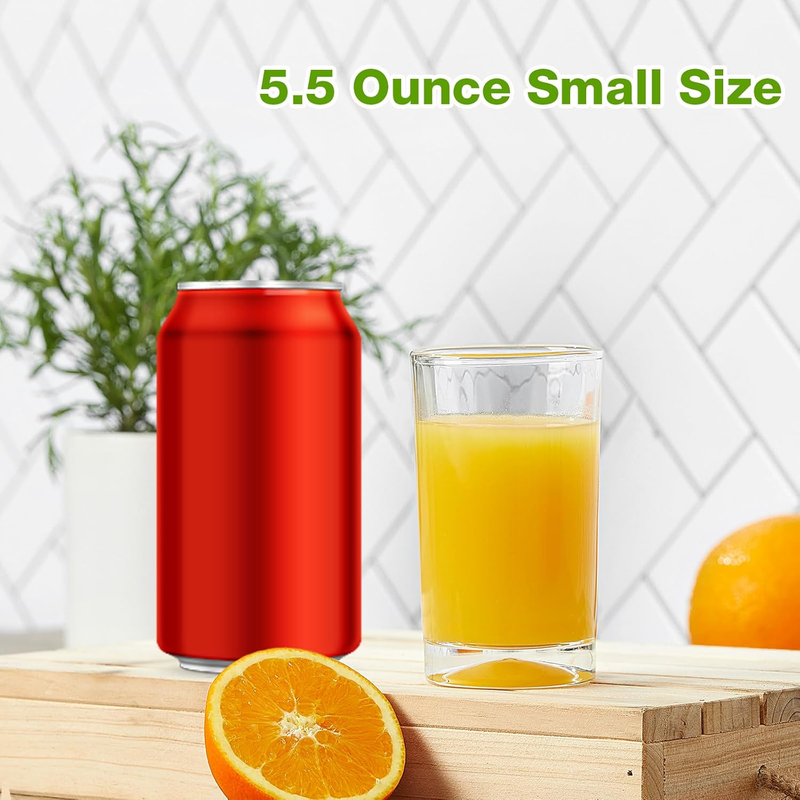 Small Juice Glasses Set of 6, 5.5Oz Heavy Base Clear Drinking Glasses