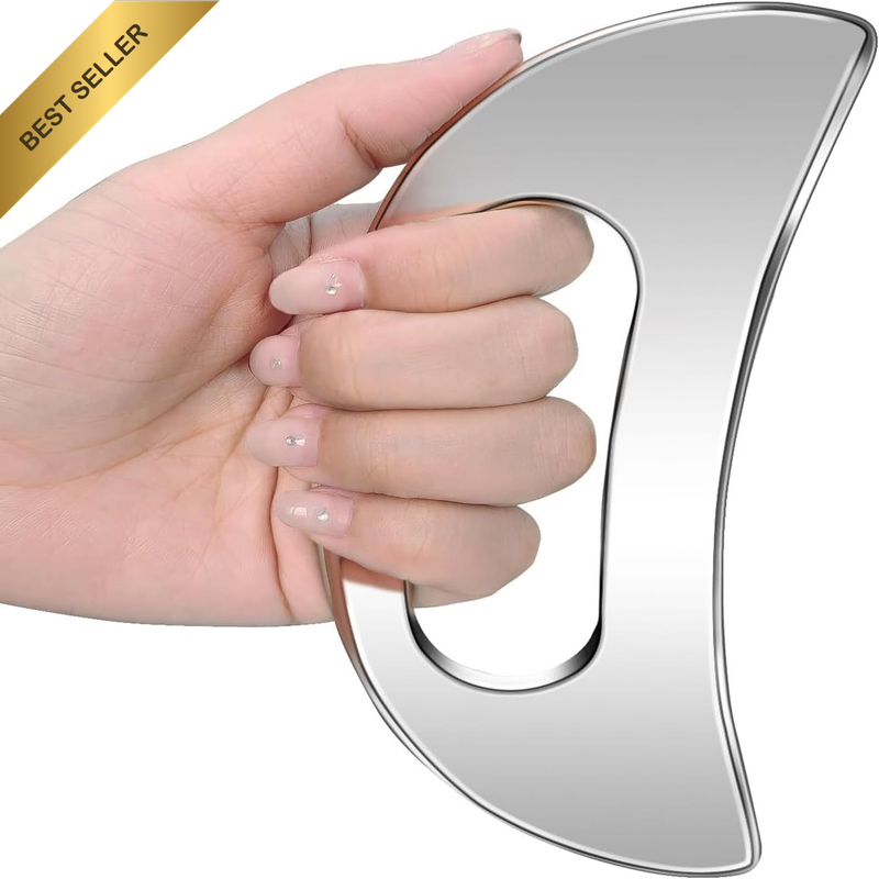 Stainless Steel Gua Sha Massage Tool with Handle, Body Muscle Scraper for Back,