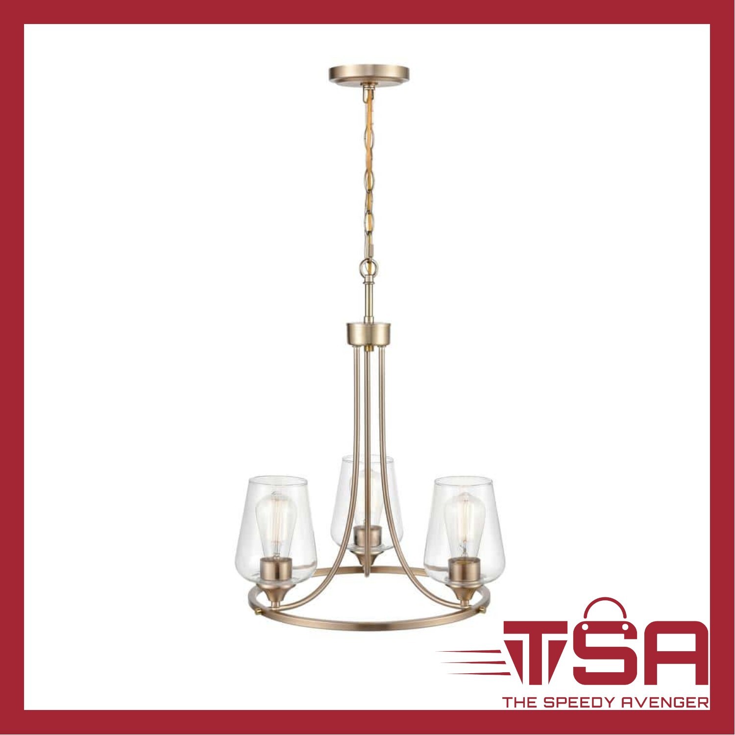 Ashford 3-Light 18 in. Modern Gold Hardwired Chandelier by Millennium Lighting