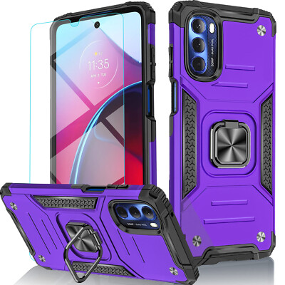 For Motorola Moto G Stylus 5G 2023 2022 Case Phone Ring Cover+Tempered Protector