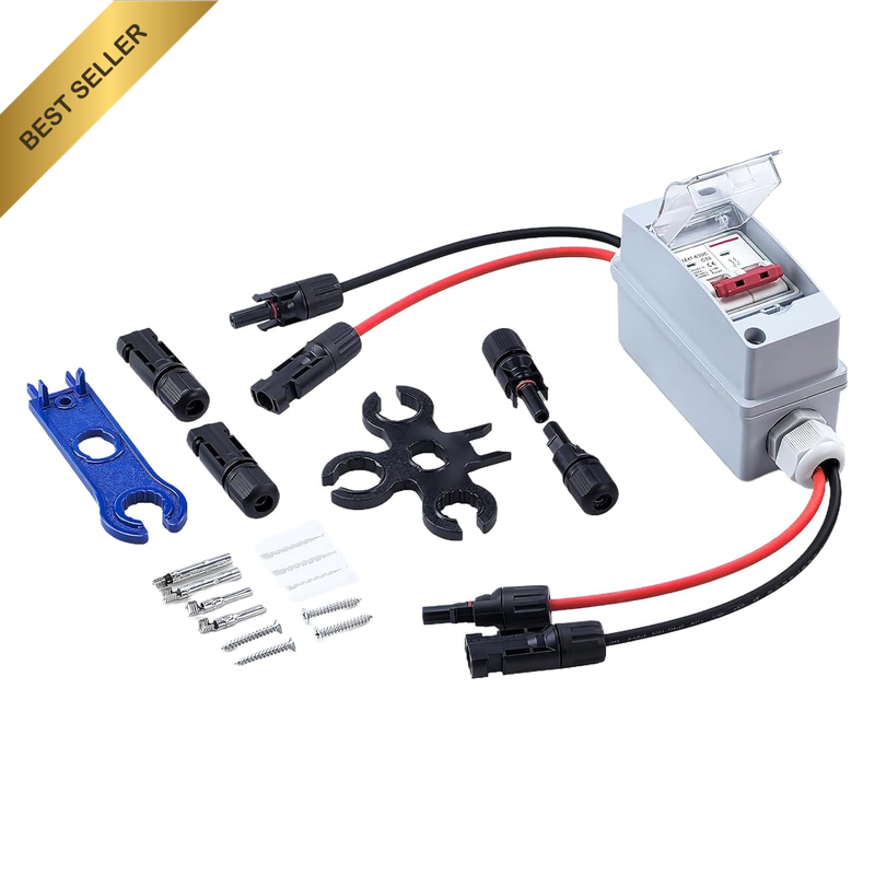 Solar Panel Disconnect Switch, 2 Pole Waterproof Solar Circuit Breaker DC500V 32