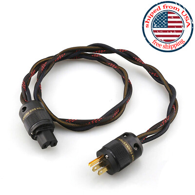 OFC Pure Copper 3Cores Braided Power Cord HIFI Audio US Plug Mains Power Cable