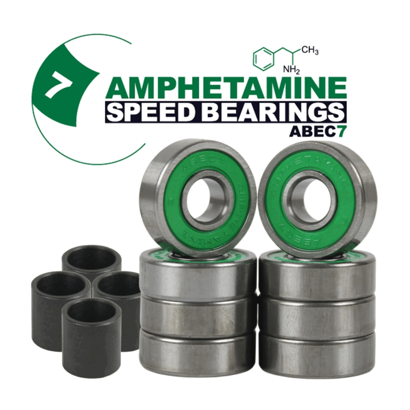 Amphetamine Skateboard Longboard Speed Bearings Set of 8 Pre-Lubricated Abec 7