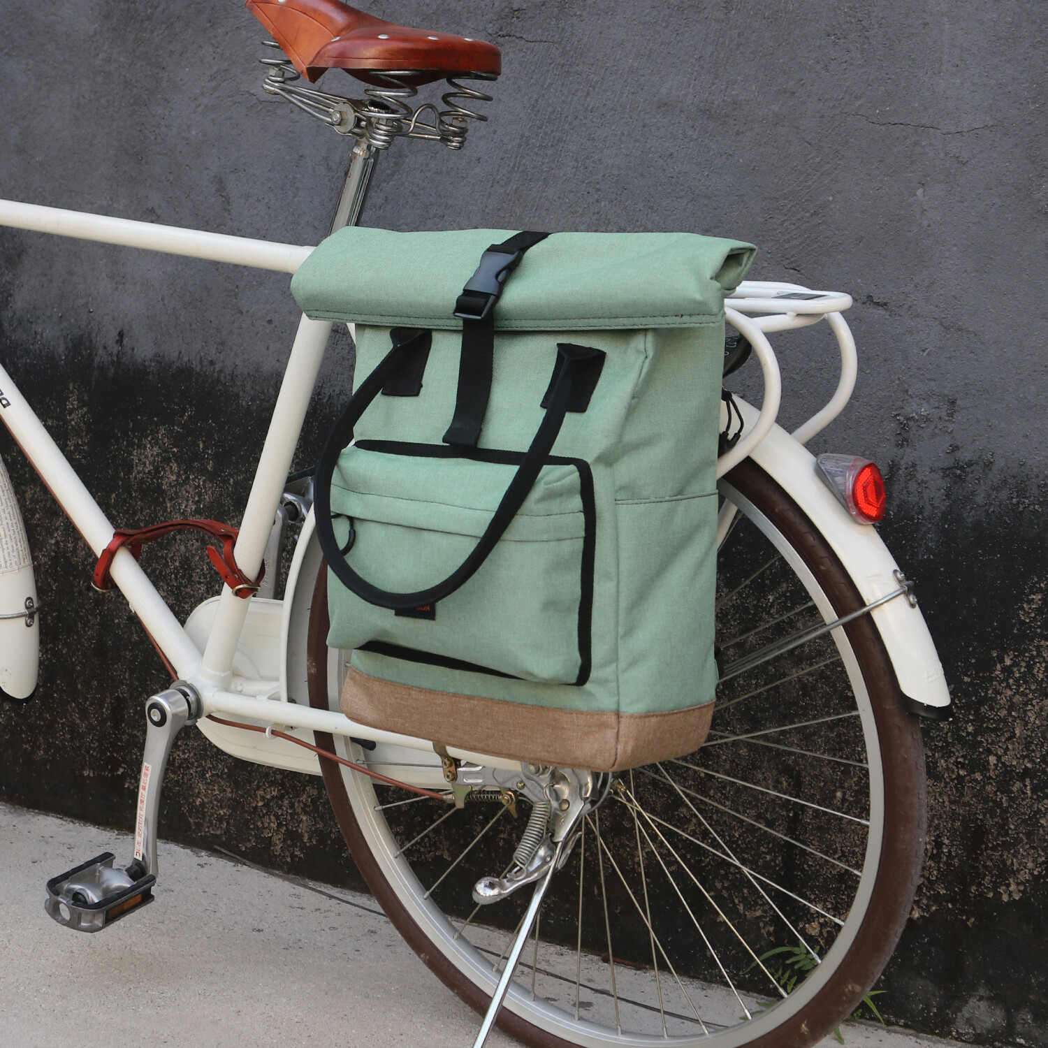 backpack on bike rack