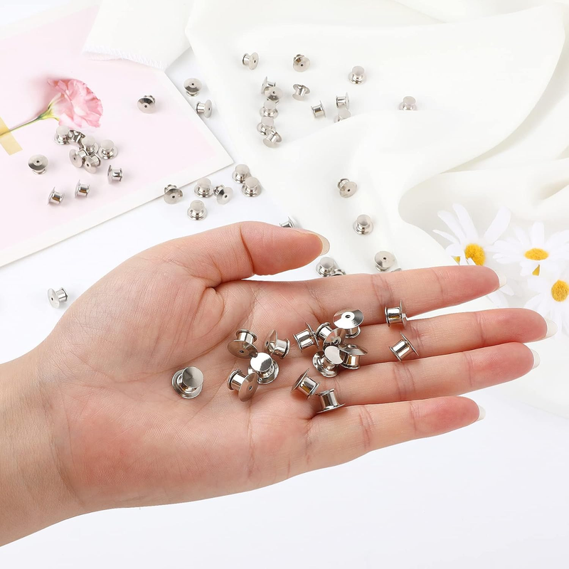 30 Pieces Metal Pin Backs Locking Pin Keepers Locking Clasp