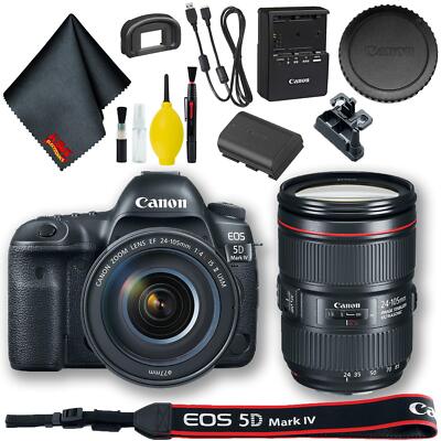 Canon EOS 5D Mark IV DSLR Camera +24-105mm f/4L II Lens (Intl Model) Base Bundle