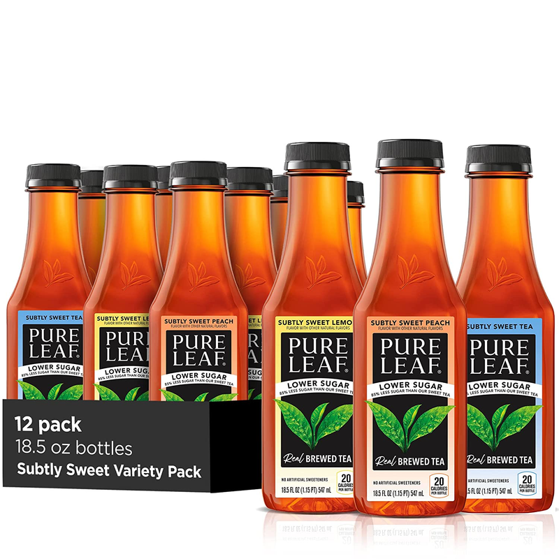 Pure Leaf Iced Tea, Subtly Sweet Tea, Lower Sugar, 18.5 Ounc