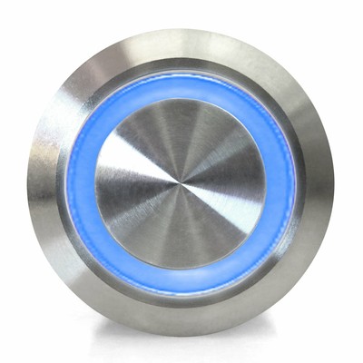 19mm Momentary Billet Buttons with LED Blue or Green Ring muscle