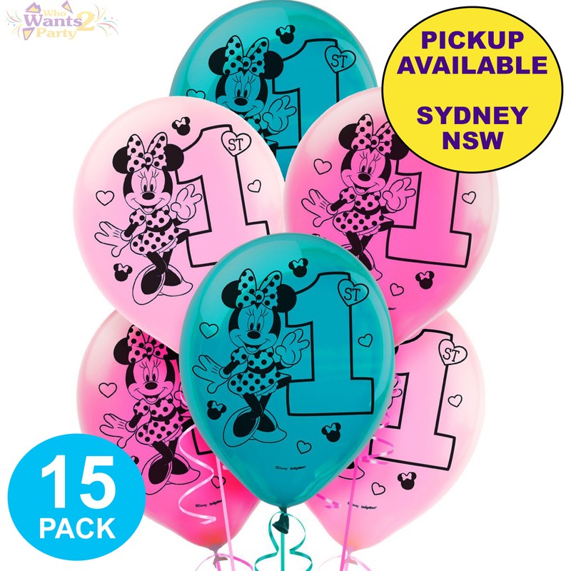 Minnie Mouse 1st Birthday Party Supplies 15pk Latex Balloons