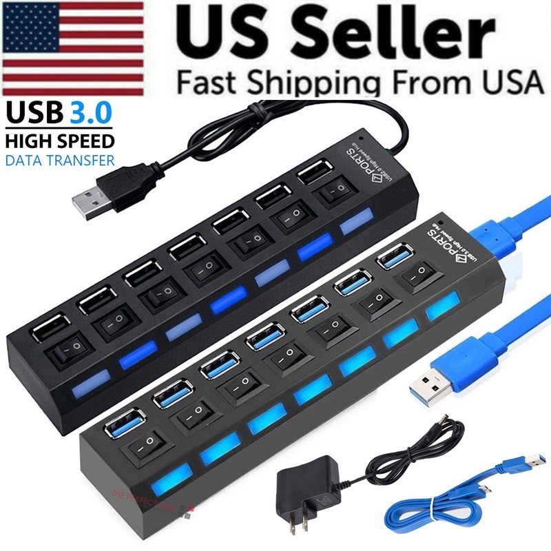 7 Port USB 2.0 / 3.0 Hub Splitter Adapter High