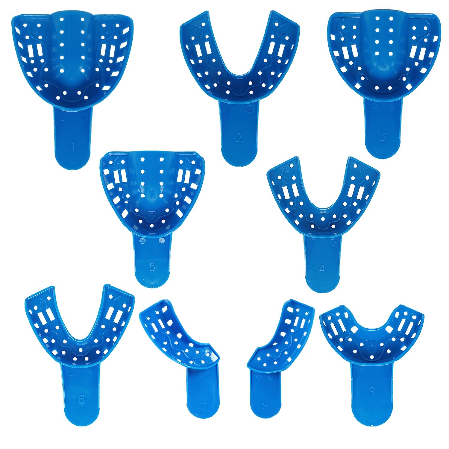 Dental Impression Trays #1 to #10 Perforated 12 Pieces/Bag