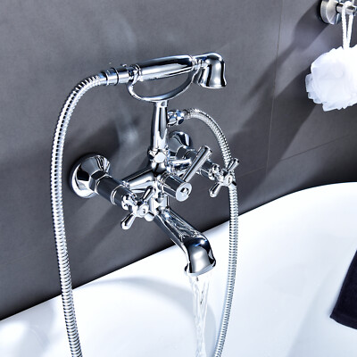 waterfall bathtub faucet set with hand held shower sprayer wall mount