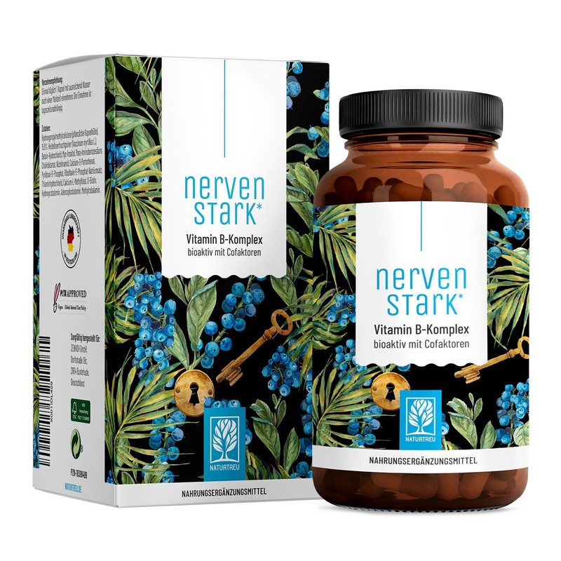 Nervenstark Vitamin B Komplex Kapseln 3 Kofaktoren Vegan Hochdosiert  NaturtreuÂ®