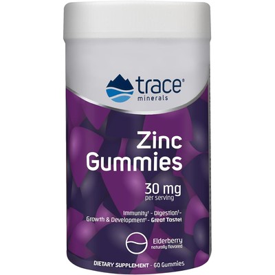 Trace Minerals Zinc Gummies 30 mg, Elderberry Flavor, 60 Gummies