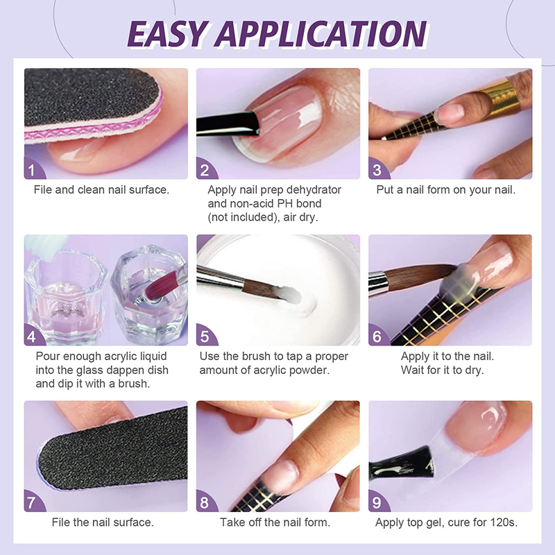 Acrylic Nail Kit – 30G Clear Acrylic Powder & 60Ml Acrylic Liquid Set with Nail 