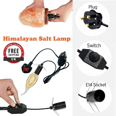 Himalayan Salt Lamp Cord with Dimmer Switch E14 SES Black UK Plug Light