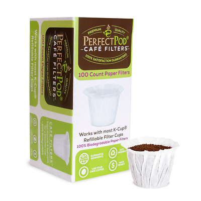 Cafe-Filter Cups By Perfect Pod Disposable Paper Filters Cups for Keurig 