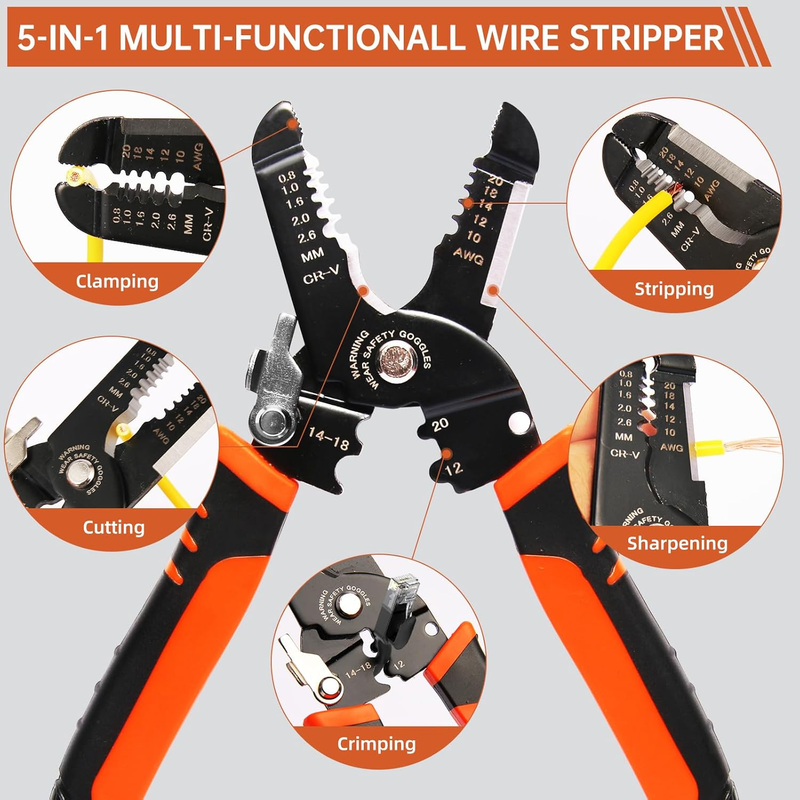 5-in-1 Wire Crimper/Stripper/Cutter, 3rd Gen Multi-Function Ha...