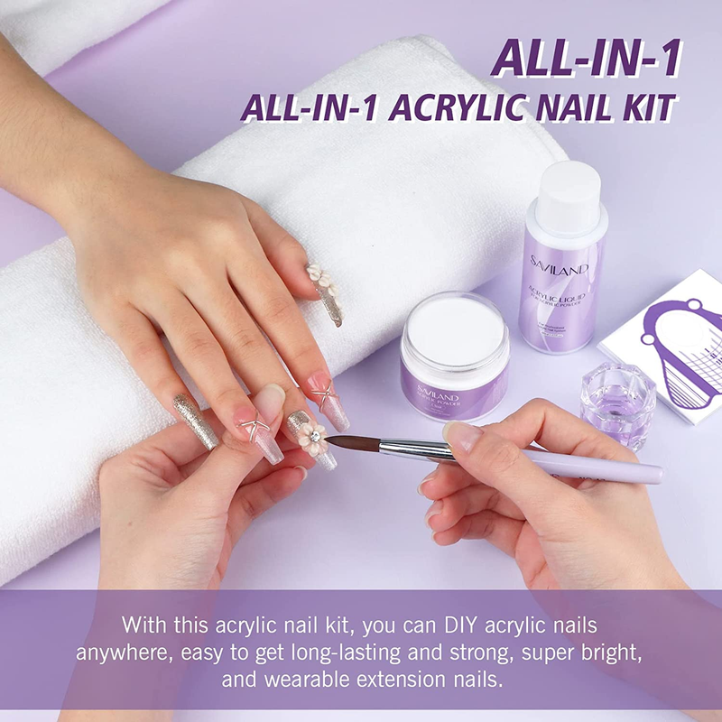 Acrylic Nail Kit – 30G Clear Acrylic Powder & 60Ml Acrylic Liquid Set with Nail 