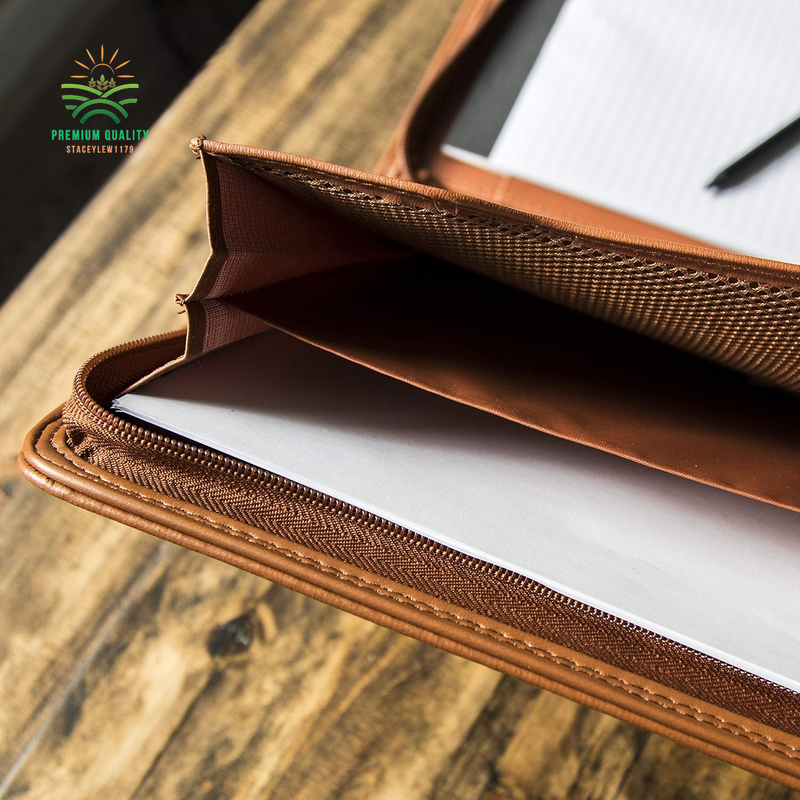 Padfolio Business Leather Portfolio Zippered Notebook Binder Office Organizer 10