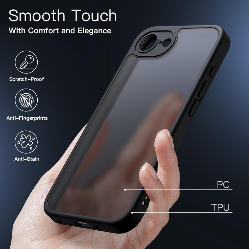 Matte Case for iPhone 16e 6.1-Inch 2025, Shockproof Military Grade Drop Protecti