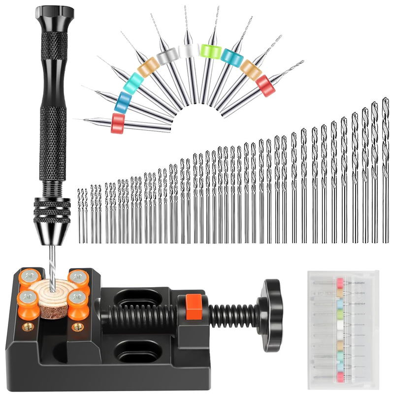 60 PCS Pin Vise Hand Drill Set, Micro Mini Twist Drill Bits PCB Drill Bits Bench