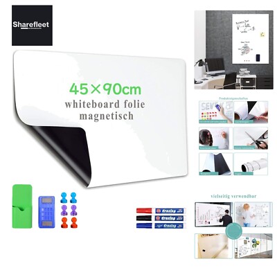 Lyzzxi Whiteboard Folie, 45 * 90cm Magnetisch Selbstklebend Weißwandtafel Fol...