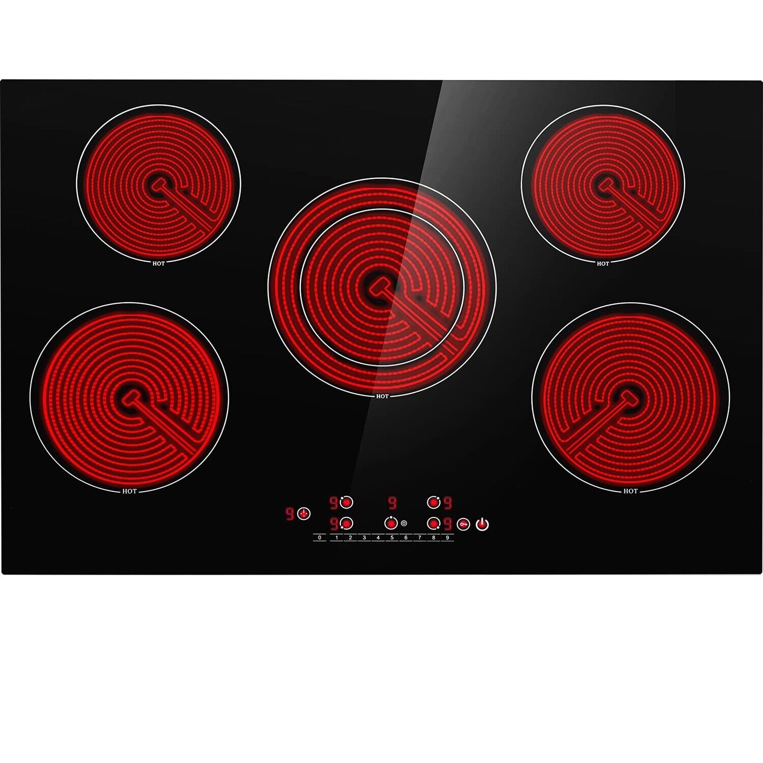30 inch Electric Cooktop 5 Burners Drop In Ceramic Glass Sto