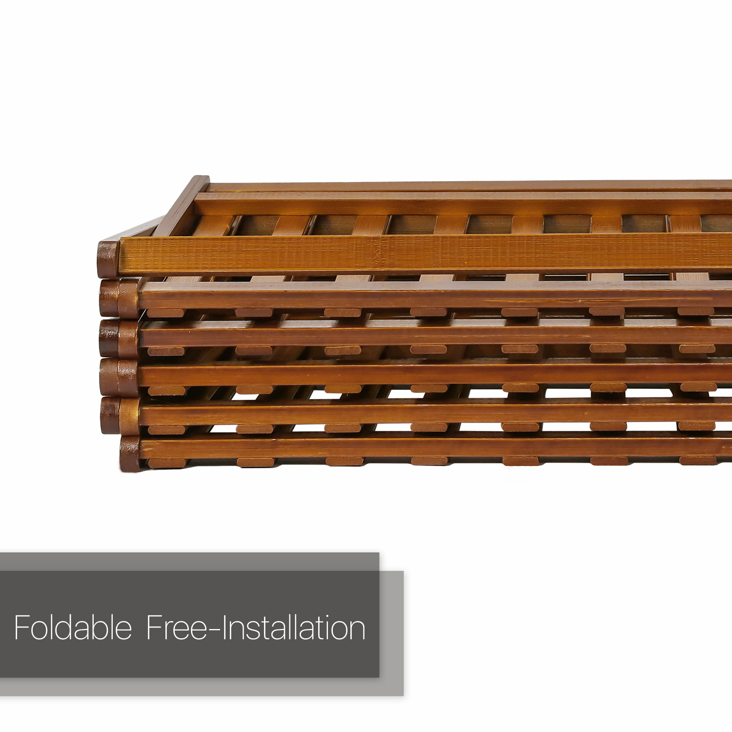 Entryway 20"Brown Bamboo [FOLDING SHOES RACK] 6-Tier Boots Flats Storage Shelves