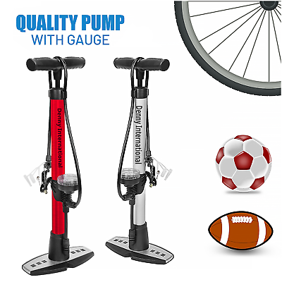 Heavy Duty Floor Standing Bike Cycle Bicycle Tyre Hand Air Mini Pump With Gauge