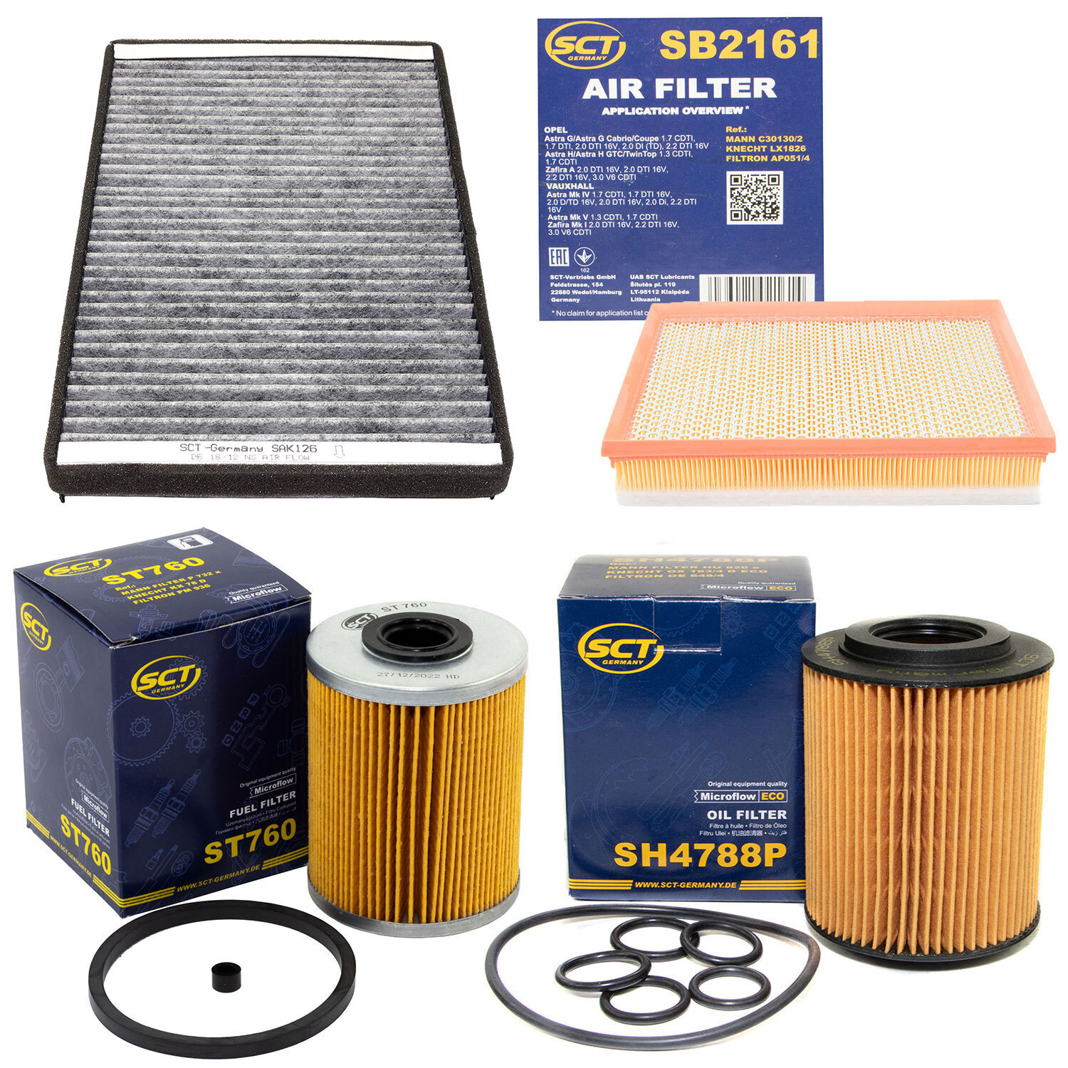 Filter Set SCT Kraftstoff- ÖL- Luft- Innenraum- für Opel Astra H GTC 1.7 CDTi  