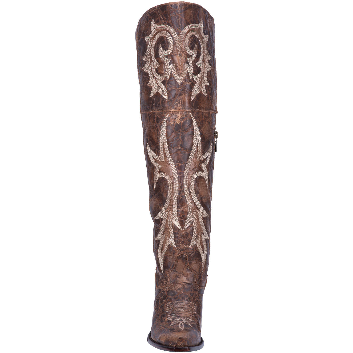 Pre-owned Dan Post Boots Ladies Dan Post Jilted Brown Leather Knee High Western Fashion Boots Dp3709
