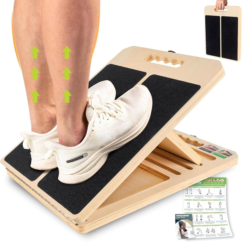 Calf Stretch Board, Adjustable Portable Wooden Incline Board for Calf Stretching