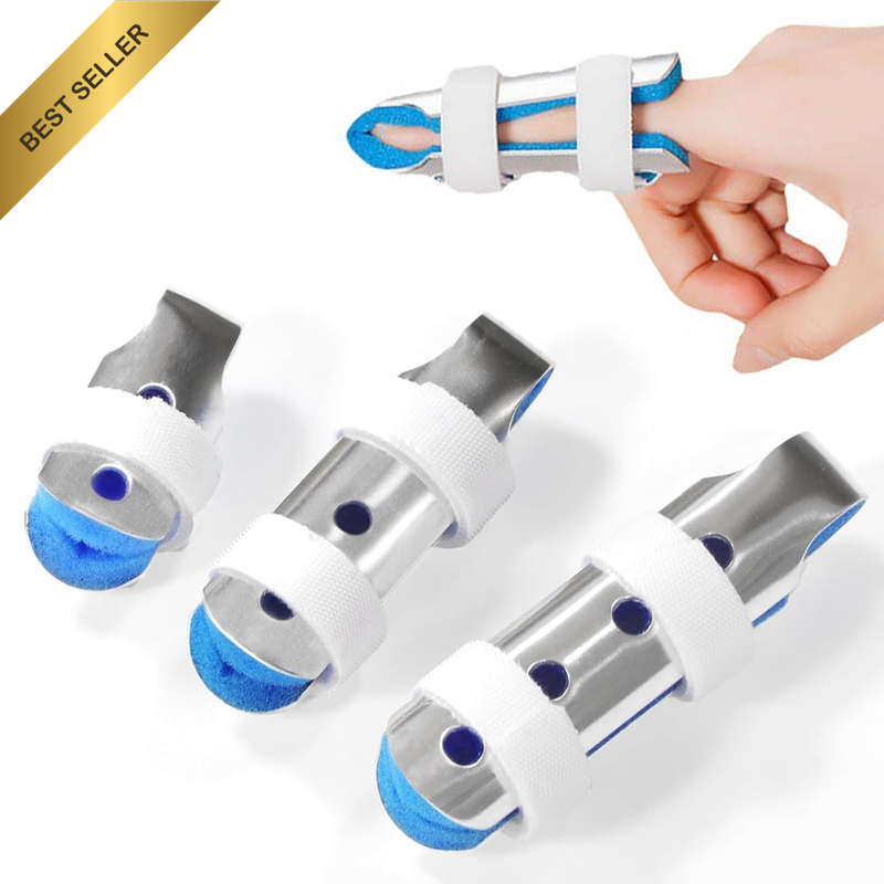 Finger Splint Set, 3 Size Aluminum Finger Stabilizer with Metal Support for Reli