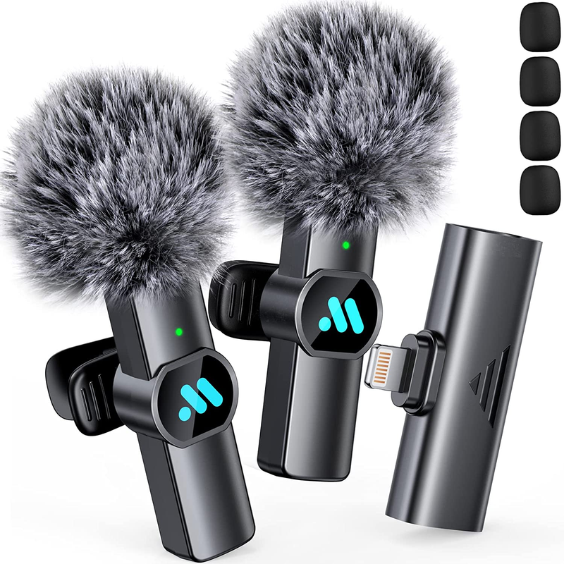 2Pcs Lavalier Wireless Microphone for Iphone Ipad, Wireless 
