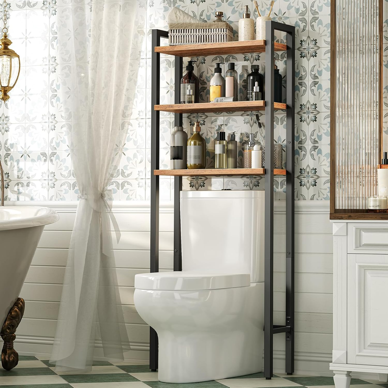 Over The Toilet Storage Organizer, 3-Tier Over Toilet Shelf, Industrial Bathroom