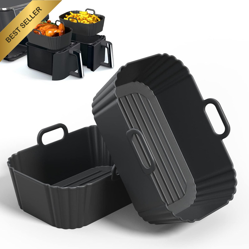 Silicone Air Fryer Liners 2 Pack for Ninja Foodi Dual Zone AF400ANZ AF300ANZ, In