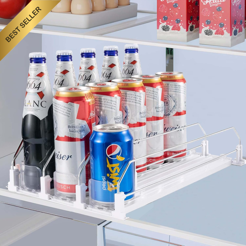 Drink Organizer Spring Sliding Pusher Holder Soda Pop Can Dispenser for Fridge S
