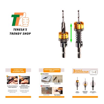 Adjustable Depth Countersink Drill Bit, Self-Adjusting Depth Control Without ...