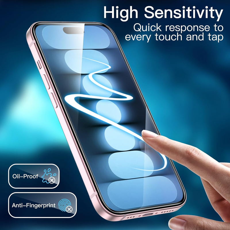 Screen Protector for iPhone 15 6.1-Inch, Tempered Glass Film with Easy Installat