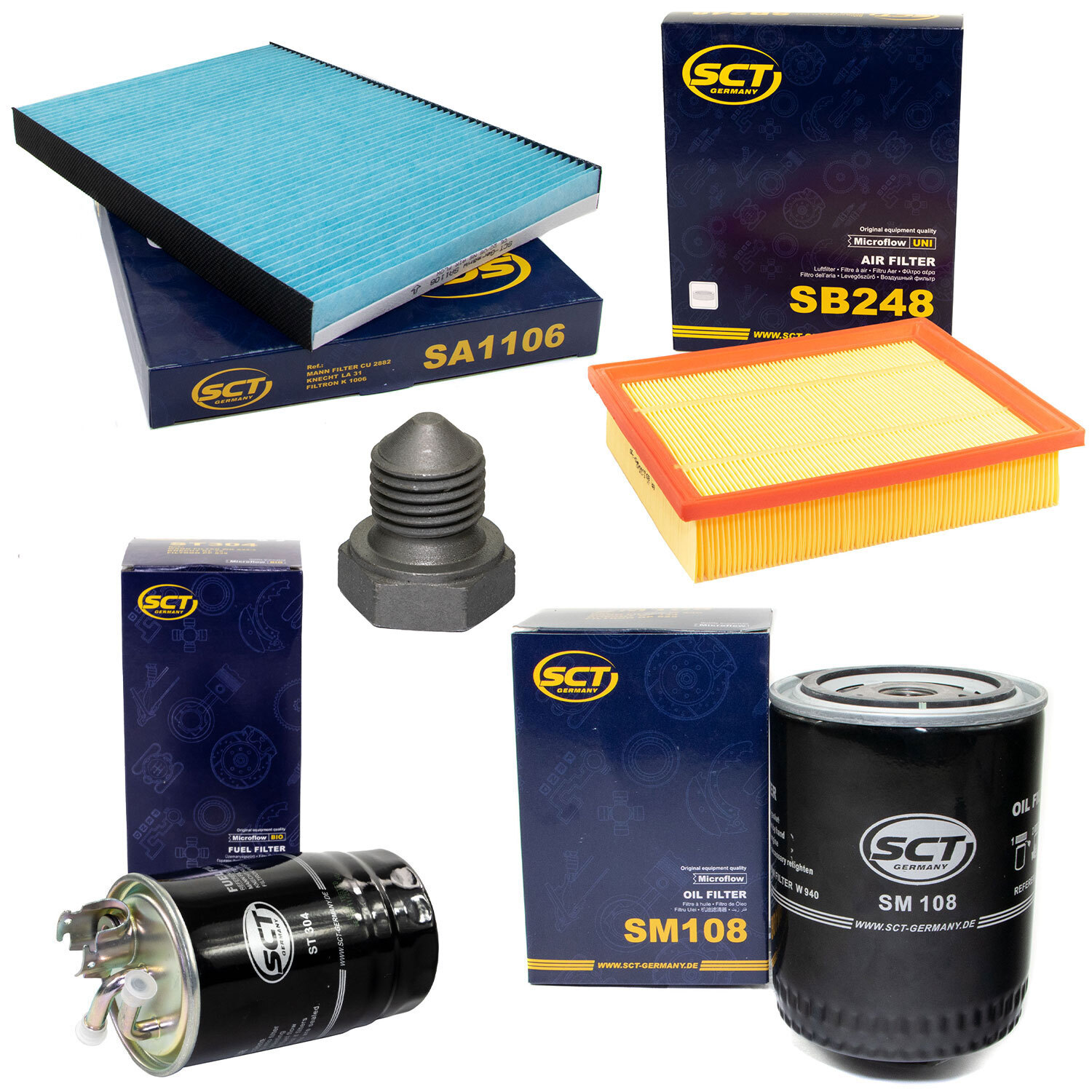 Filter Set Kraftstoff-ÖL-Luft-Innenraum + Ölablassschraube für VW Gold III Vento