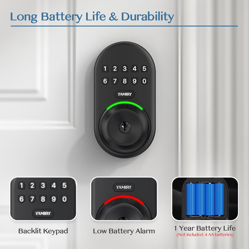 Keypad Smart Door Knob Lock,  Keyless Entry Digital Lock with Handle, Electronic