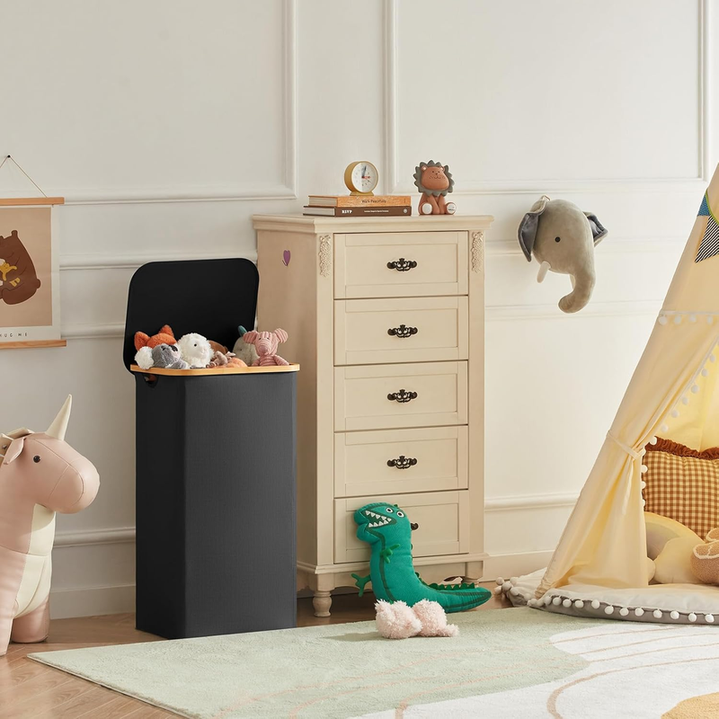 Large Laundry Basket with Lid, Collapsible Laundry Hamper with Removable Laundry
