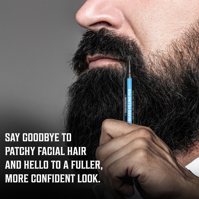 Viking Revolution Beard Pen (2 Pack) - Black Beard Pencil Filler for Men Lapiz P