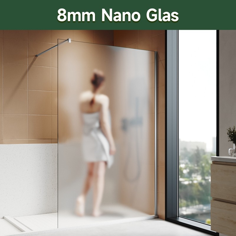 Sonni Duschabtrennung Duschwand Walk In 8mm Nano Esg 80-140cm Milchglas H:200cm